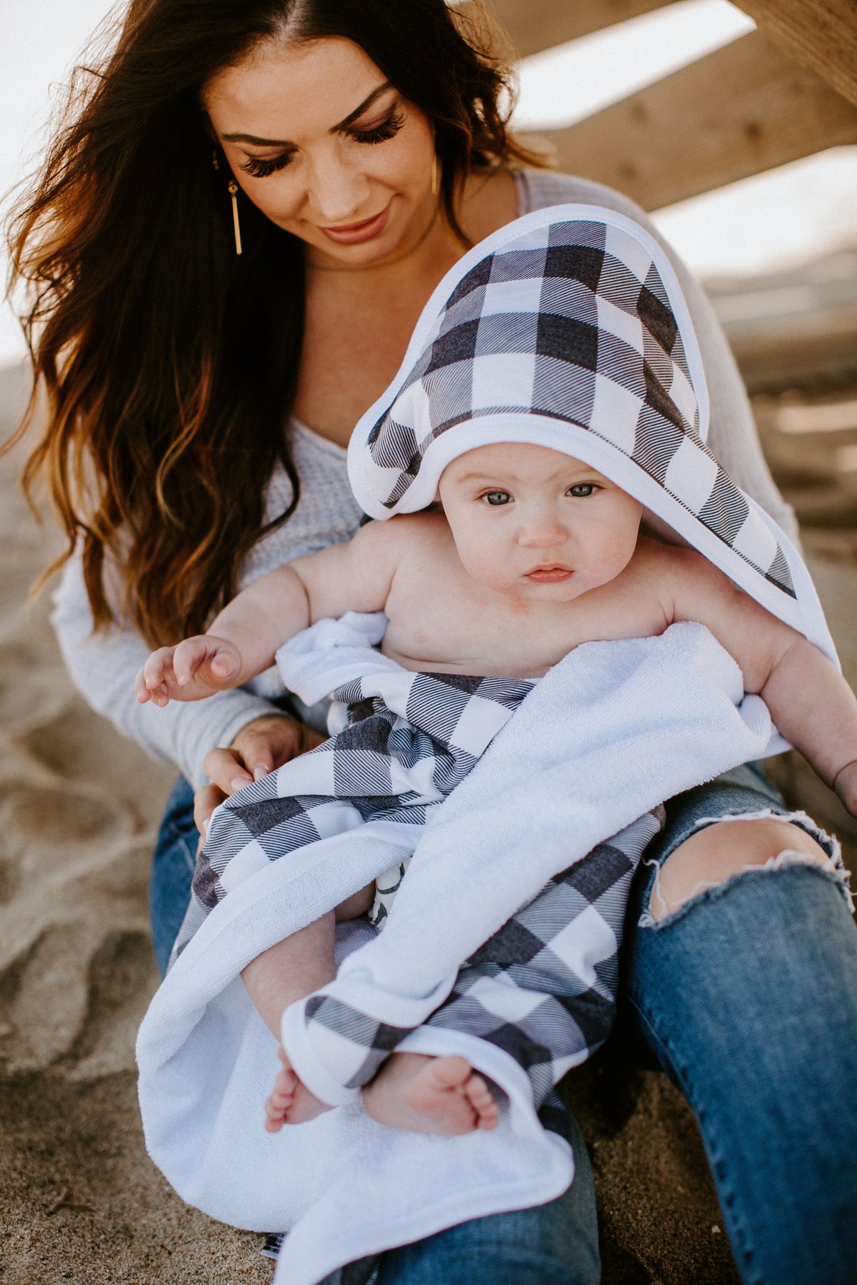 Premium Baby Knit Hooded Towel Scotland Copper Pearl