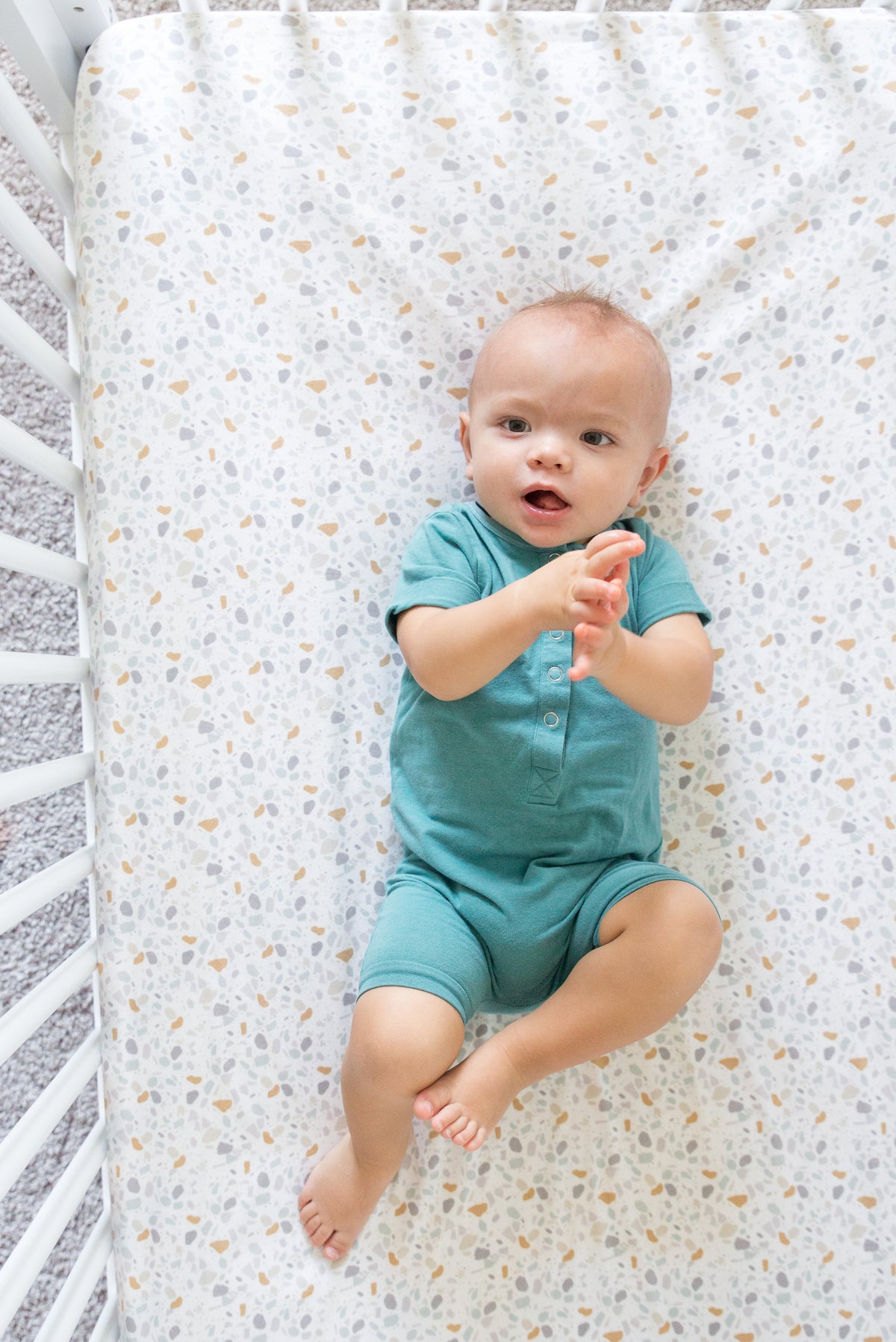 Premium Knit Fitted Crib Sheet Arlo Copper Pearl