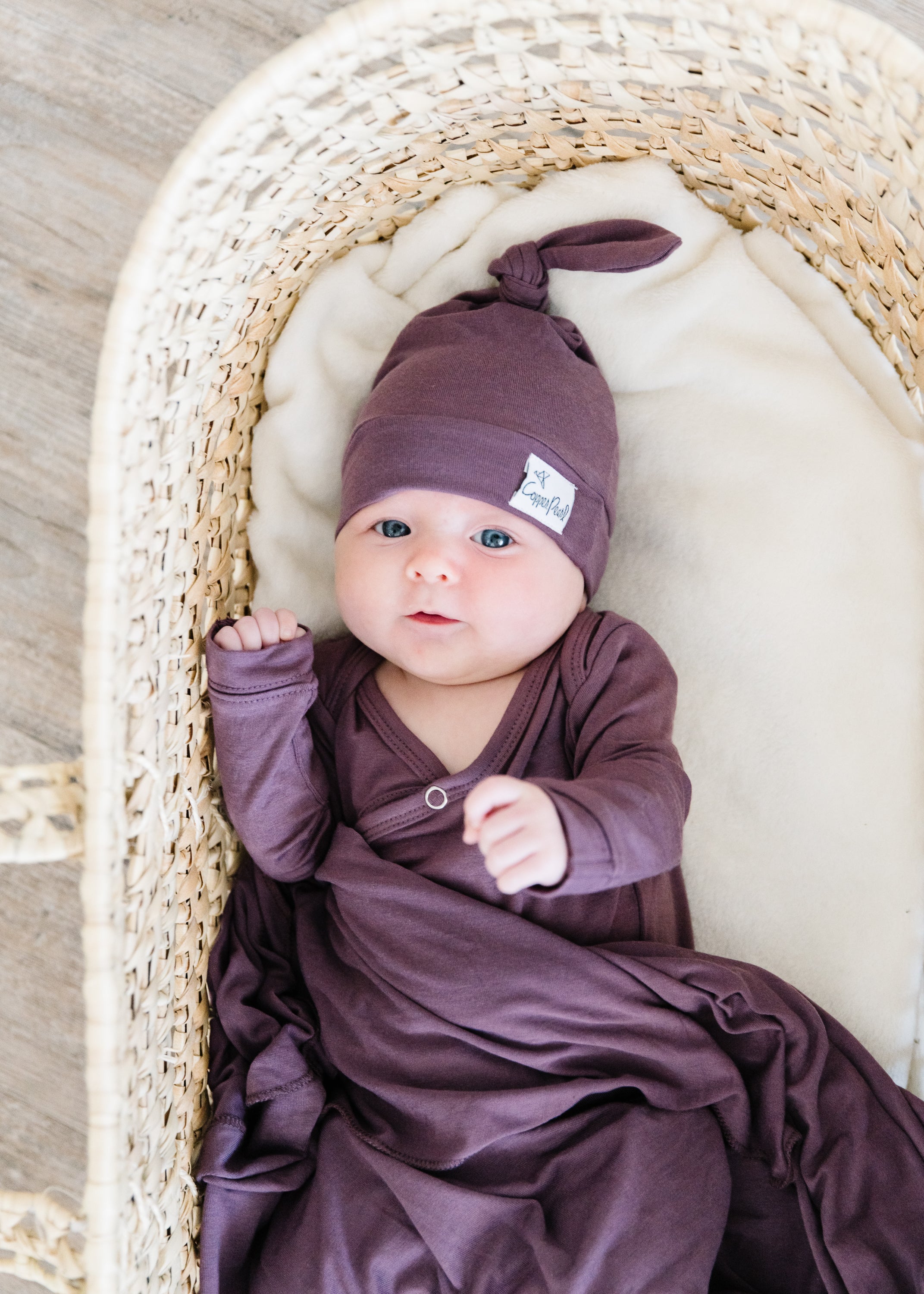 Newborn Knotted Gown - Plum