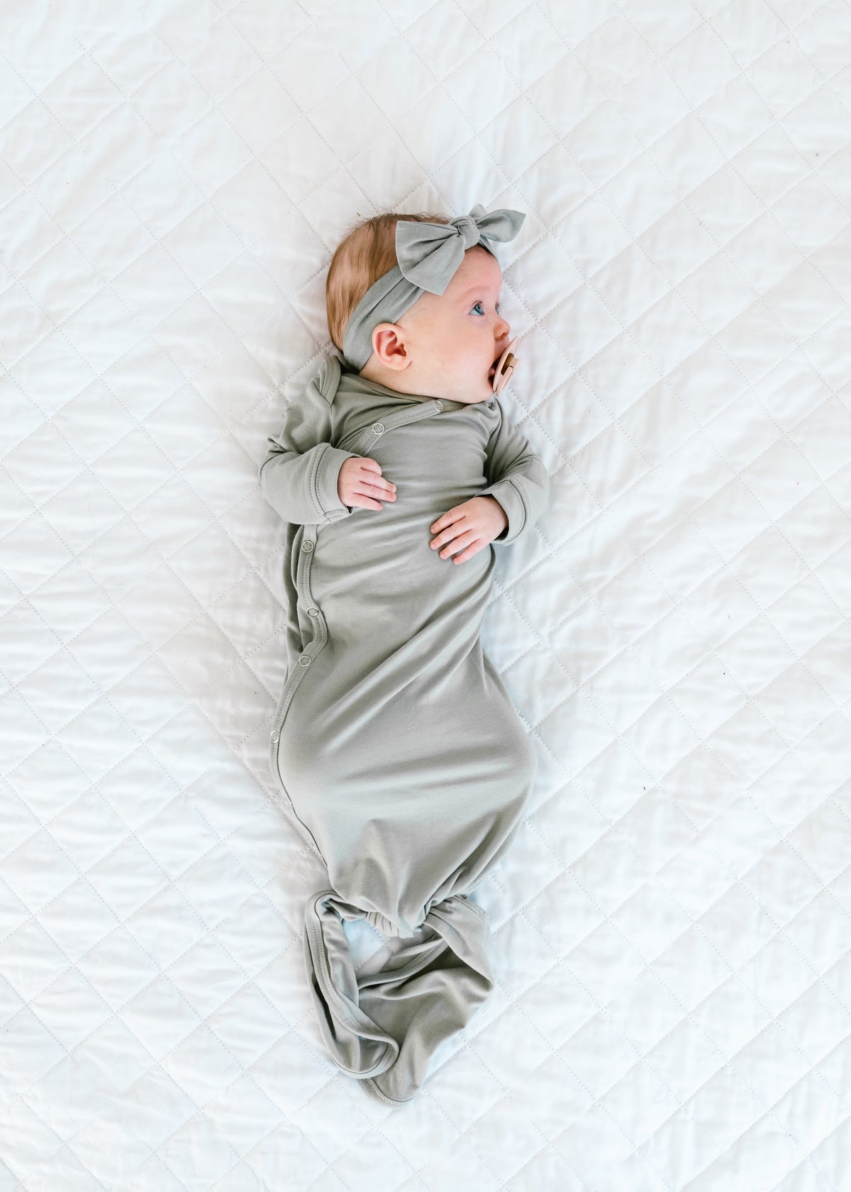 Newborn Knotted Gown - Stone
