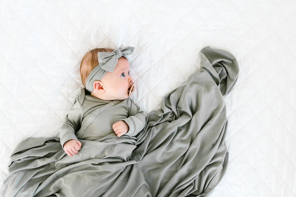 Newborn Knotted Gown - Stone