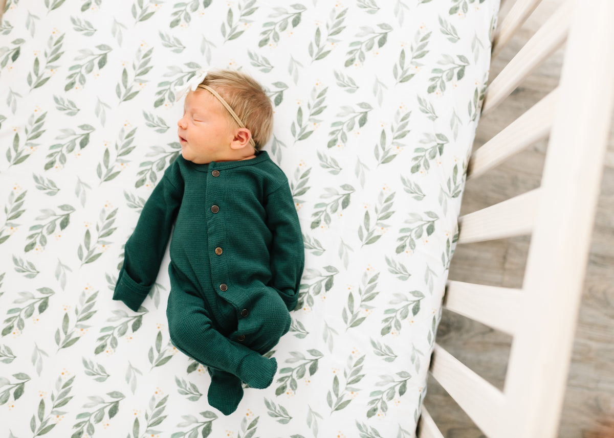 Premium Knit Fitted Crib Sheet Fern Copper Pearl