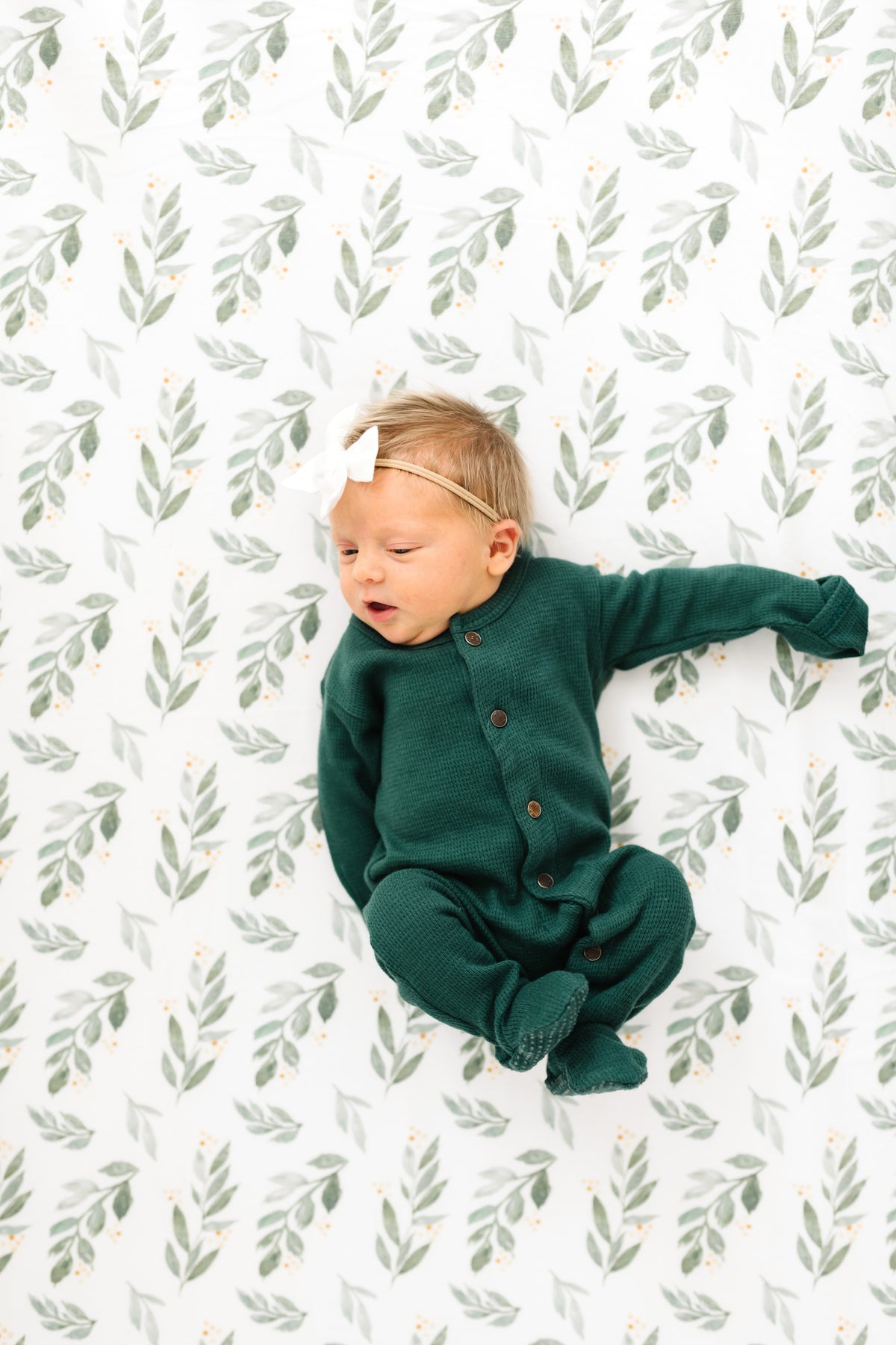 Premium Knit Fitted Crib Sheet Fern Copper Pearl