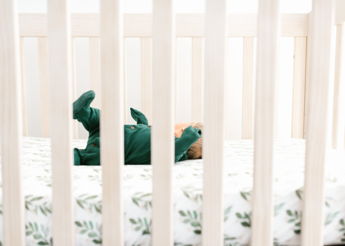 Premium Knit Fitted Crib Sheet Fern Copper Pearl