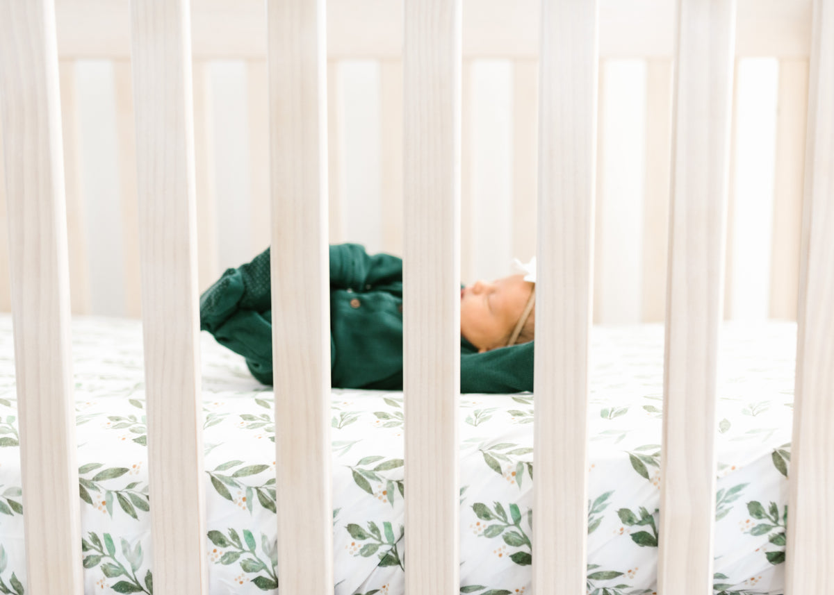 Premium Knit Fitted Crib Sheet Fern Copper Pearl