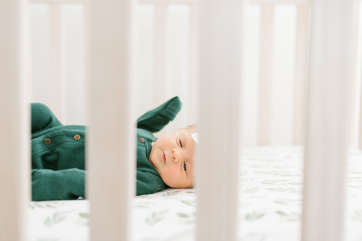 Premium Knit Fitted Crib Sheet Fern Copper Pearl