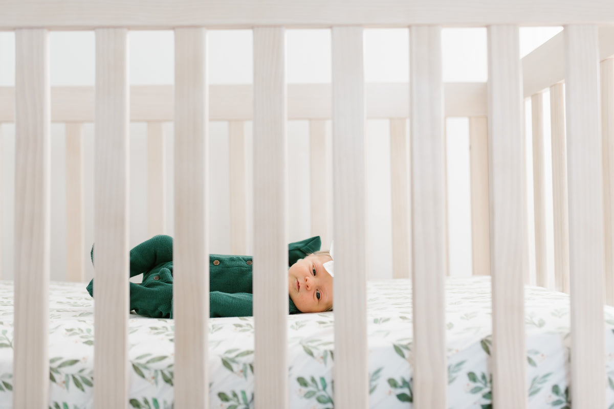 Premium Knit Fitted Crib Sheet Fern Copper Pearl