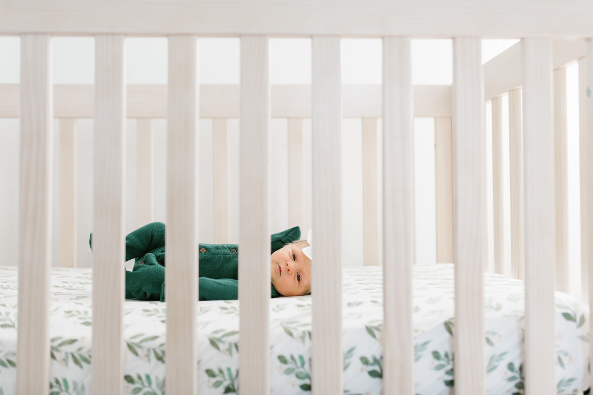 Premium Knit Fitted Crib Sheet Fern Copper Pearl