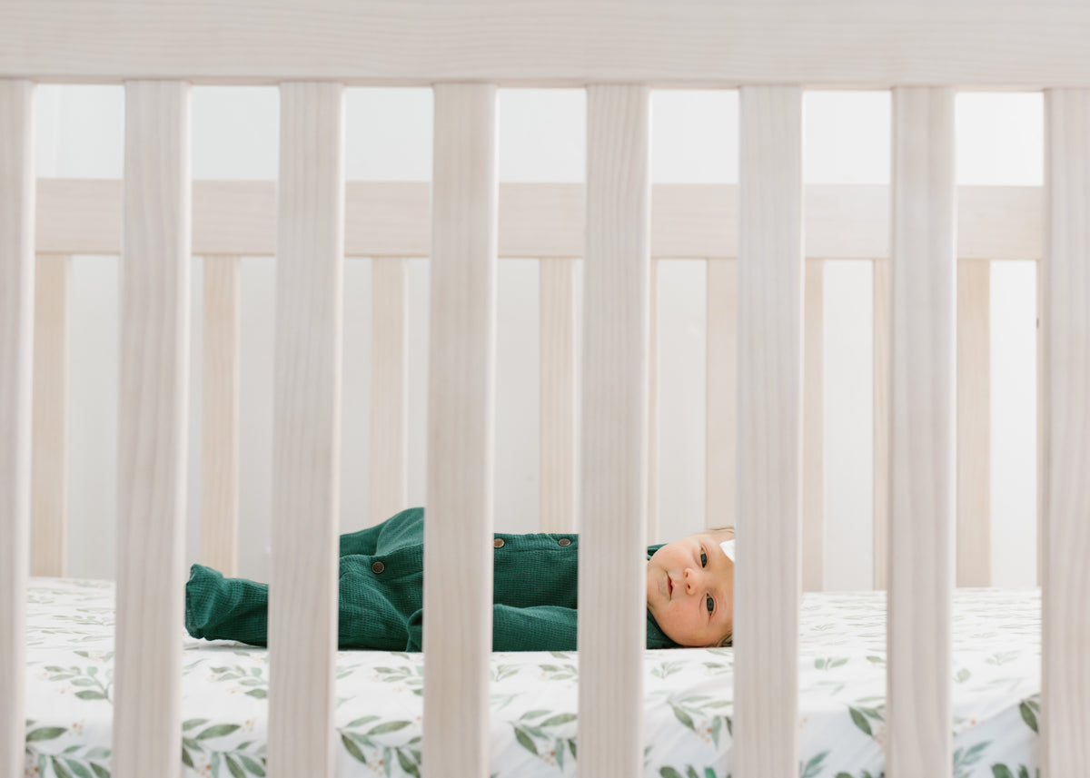 Premium Knit Fitted Crib Sheet Fern Copper Pearl