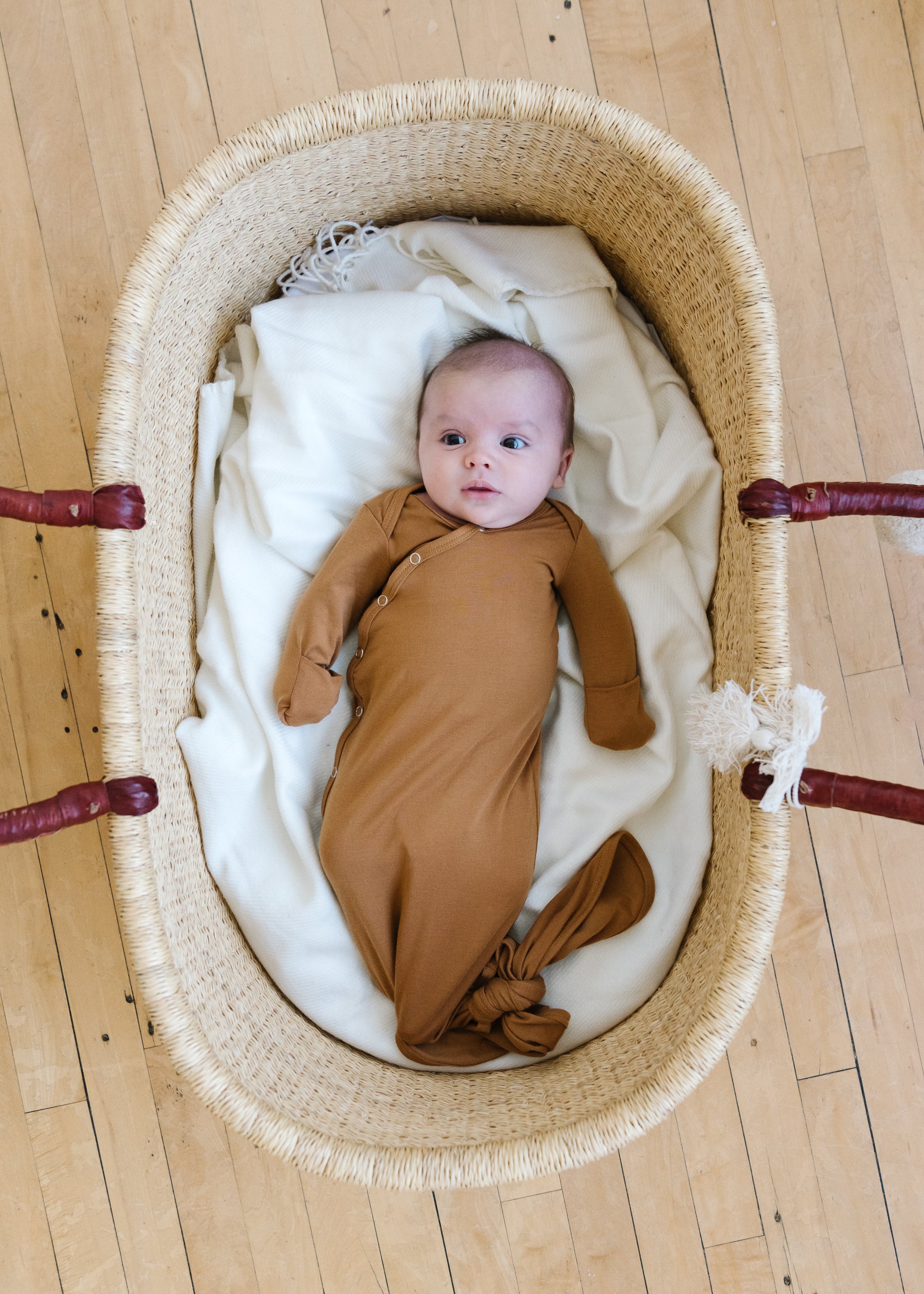 Newborn Knotted Gown - Camel