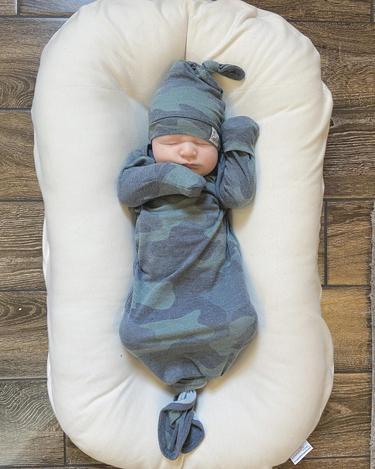 Newborn Knotted Gown - Hunter