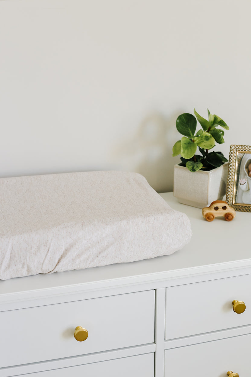 Premium Knit Diaper Changing Pad Cover Oat Copper Pearl