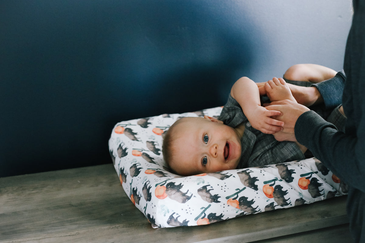 Premium Knit Diaper Changing Pad Cover Bison Copper Pearl