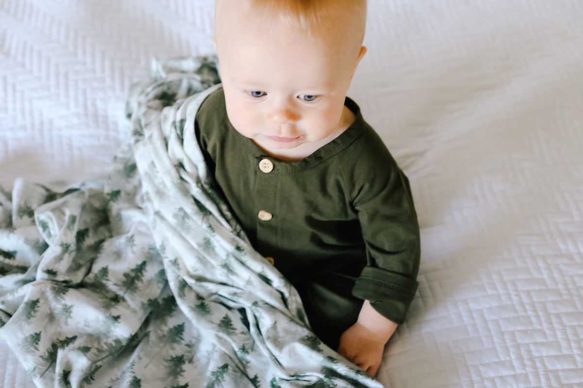 Knit Swaddle Blanket - Evergreen