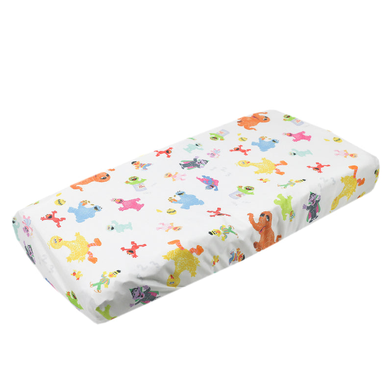 Premium Knit Diaper Changing Pad Cover - Sesame Friends